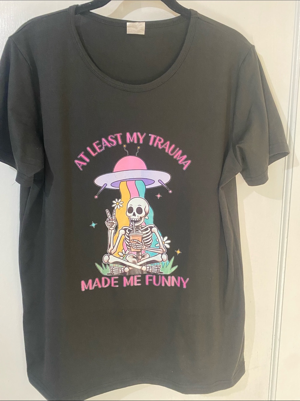 Black Short-Sleeve Graphic Tee - 'At Least My Trauma Made Me Funny'